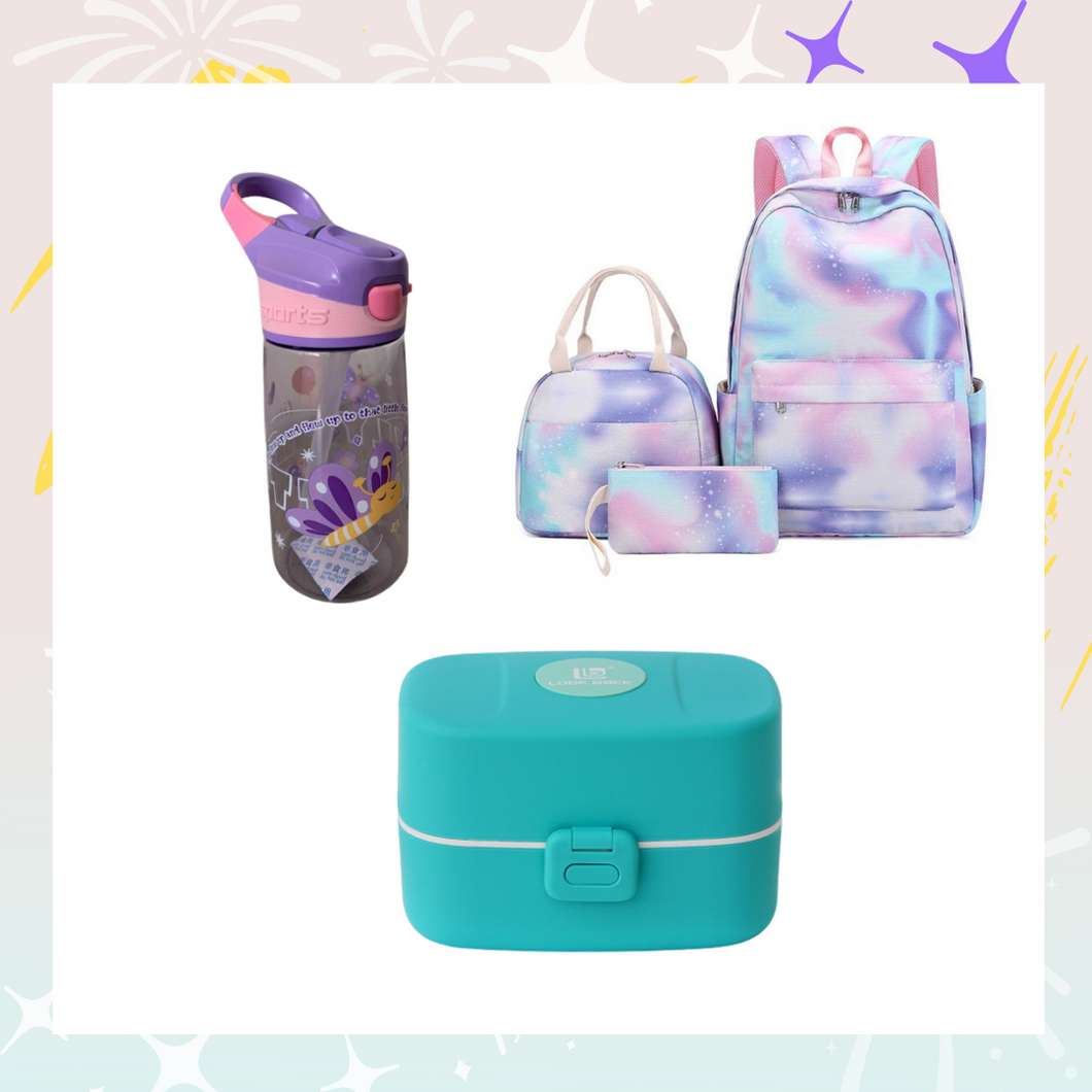 School bag set +tritan water bottle + lunch box