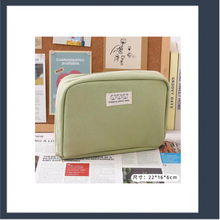 Load image into Gallery viewer, portable pencil case makeup large capacity multilayer bag green
