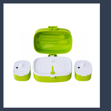 Load image into Gallery viewer, LOCK BACK REUSABLE AIRTIGHT LID MICROWAVE SAFE LUNCH BOX 3 COMPARTMENTS: 1 BIG 2 SMALL.
