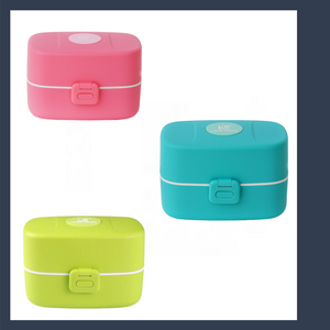 LOCK BACK REUSABLE AIRTIGHT LID MICROWAVE SAFE LUNCH BOX 3 COMPARTMENTS: 1 BIG 2 SMALL.